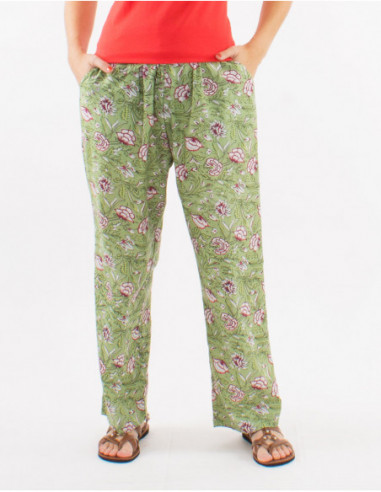 Cotton cashmere straight-leg pants