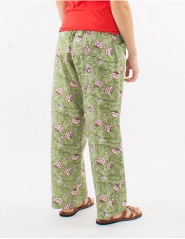 Cotton cashmere straight-leg pants