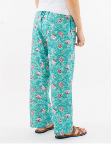 Cotton cashmere straight-leg pants