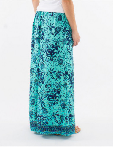 Pantalon large motif bohème floral