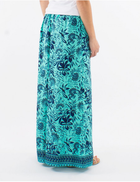 Bohemian floral wide-leg pants