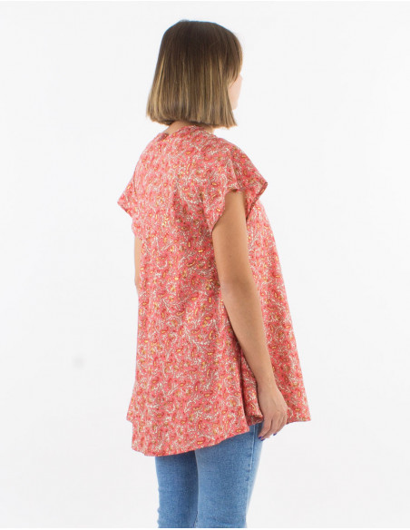 Flared flowing top cashmere print