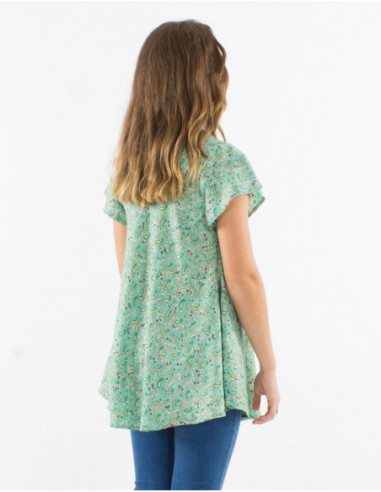 Flared flowing top cashmere print