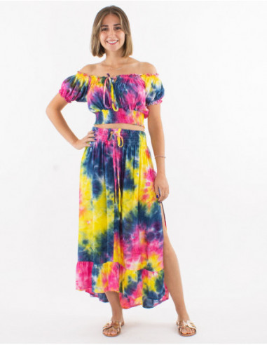 Ensemble crop top jupe Tie and Dye