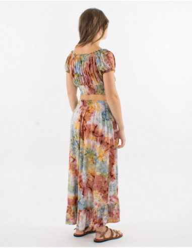 Tie and Dye crop top skirt outfit
