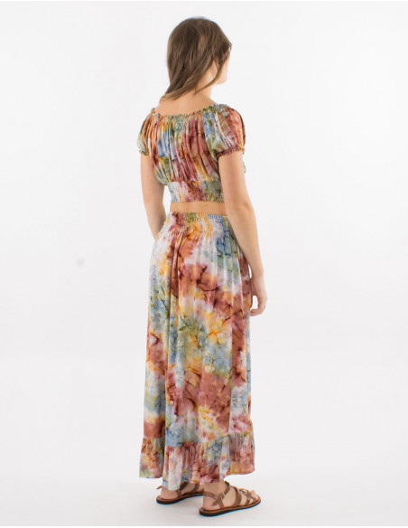 Tie and Dye crop top skirt outfit
