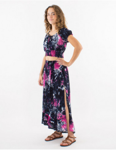 Tie and Dye crop top skirt outfit