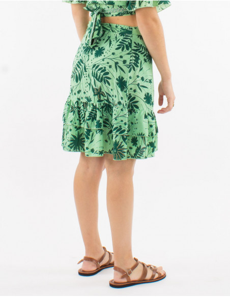 Short boho wrap skirt with ruffles