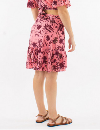 Short boho wrap skirt with ruffles