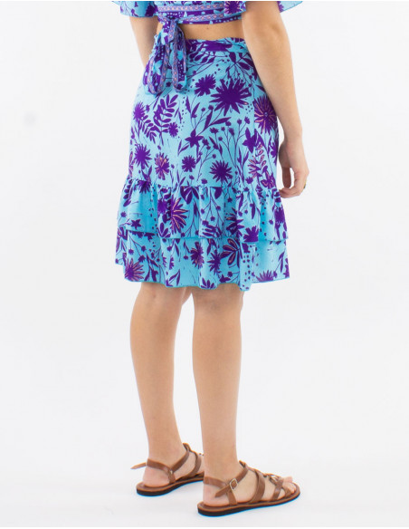 Short boho wrap skirt with ruffles