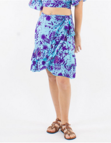 Short boho wrap skirt with ruffles