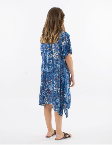 Robe plage asymétrique motif cachemire