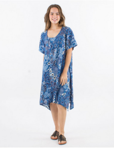 Robe plage asymétrique motif cachemire