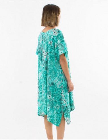Asymmetrical paisley pattern beach dress
