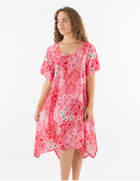 Asymmetrical paisley pattern beach dress