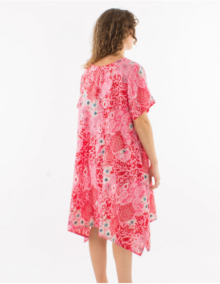 Robe plage asymétrique motif cachemire