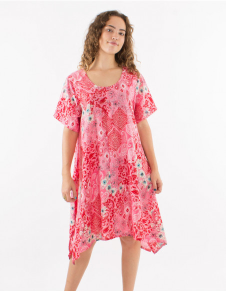 Asymmetrical paisley pattern beach dress