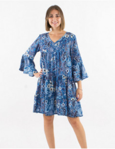 Robe large motif cachemire argenté 2