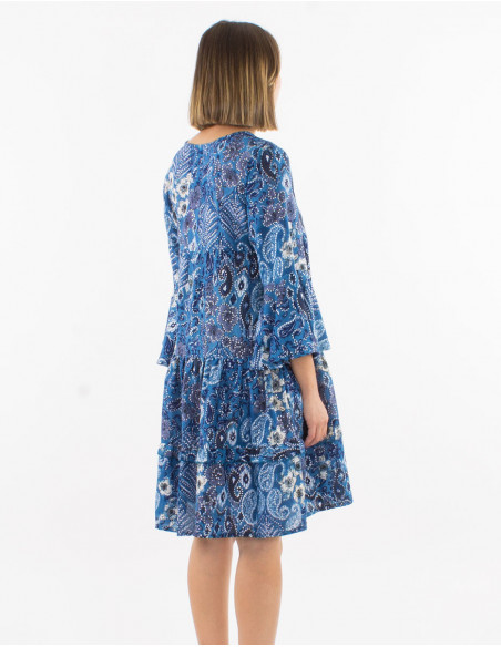 Robe large motif cachemire argenté