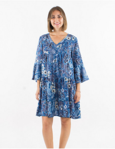 Robe large motif cachemire argenté