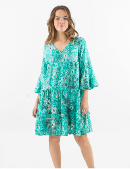 Robe large motif cachemire argenté