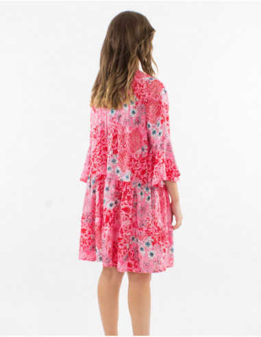 Robe large motif cachemire argenté