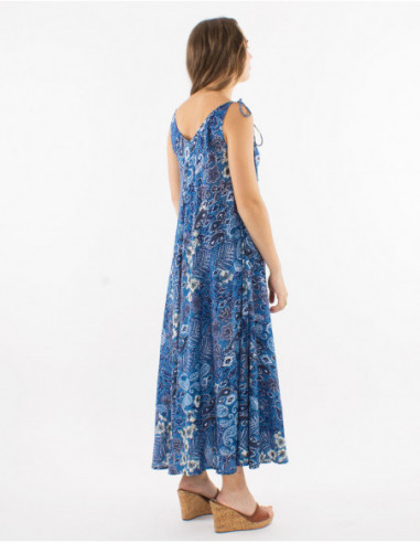 Boho style dress with pompom straps