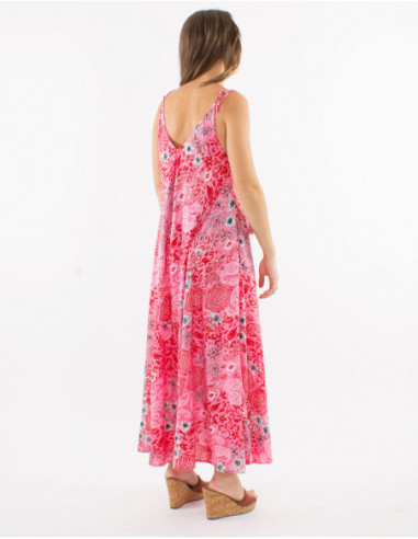 Boho style dress with pompom straps