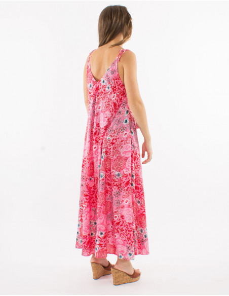 Robe bohème à bretelles et pompons