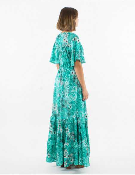 Boho style ruffled maxi dress