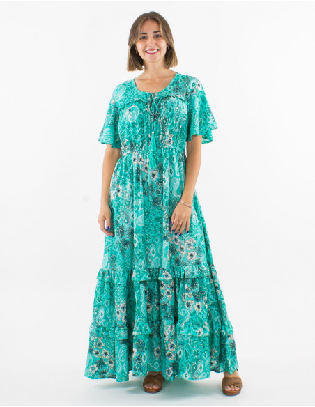 Robe longue à volants bohème