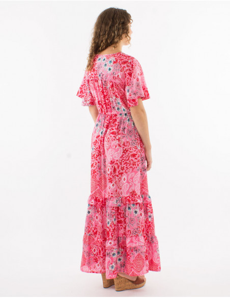 Boho style ruffled maxi dress