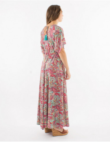 Robe longue cintrée motif cachemire