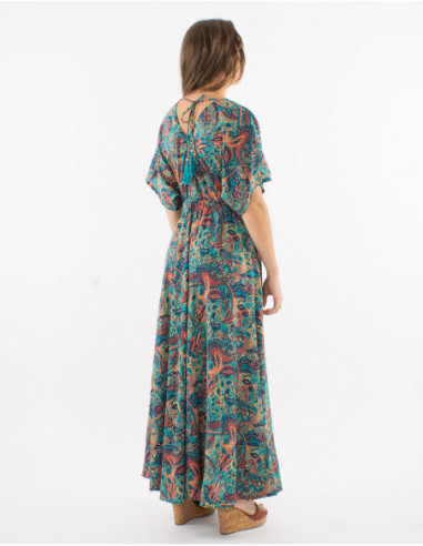 Robe longue cintrée motif cachemire