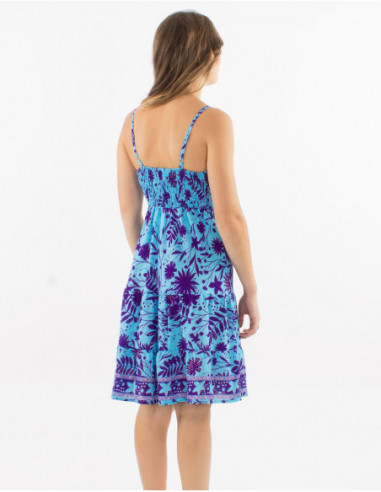 Robe courte d'été à volant motif végétal