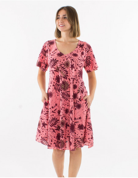 Colorful floral bohemian flare dress