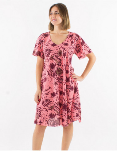 Colorful floral bohemian flare dress