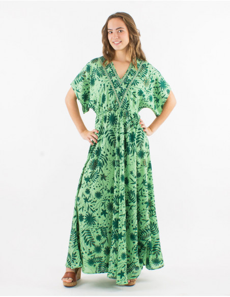 Robe longue bohème fleurie à manches