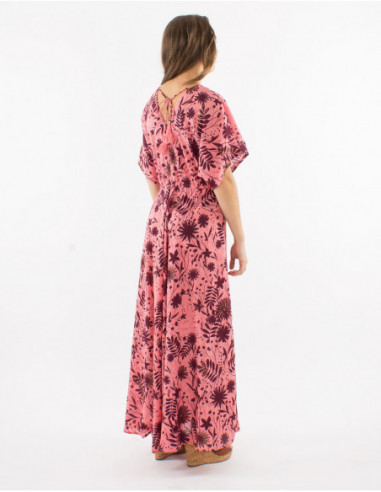 Robe longue bohème fleurie à manches