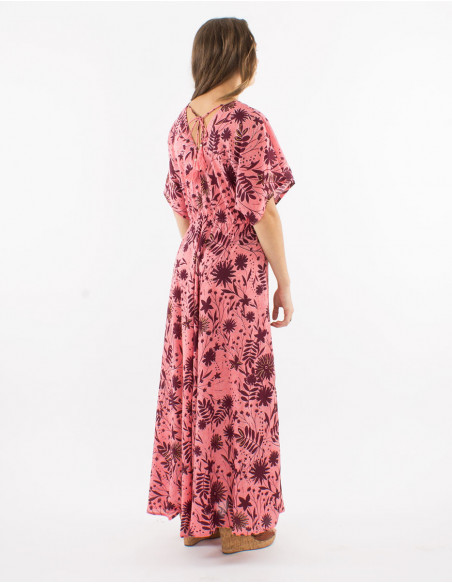 Robe longue bohème fleurie à manches