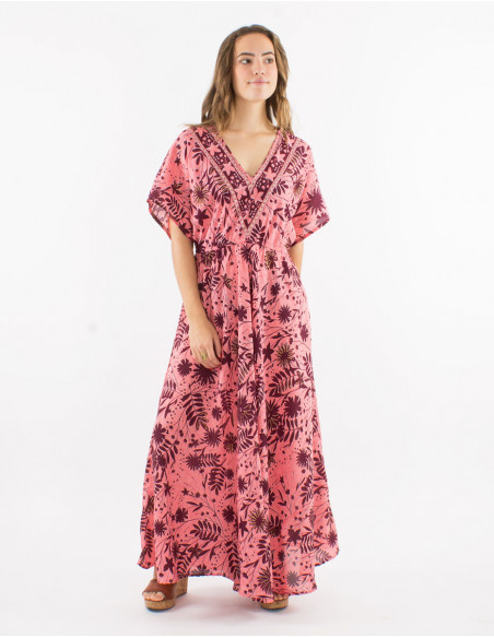 Robe longue bohème fleurie à manches