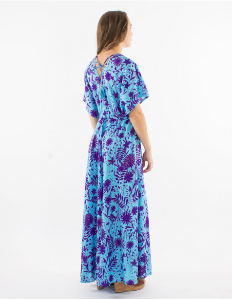 Robe longue bohème fleurie à manches