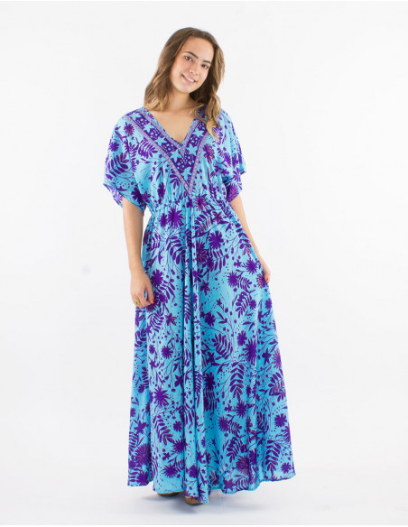 Long floral bohemian dress with sleeves