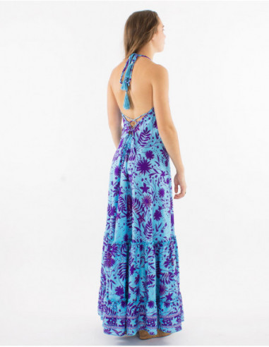Robe longue dos nu bohème fleurie or