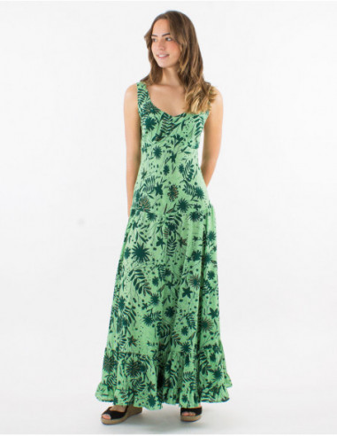 Long dress with plant pattern