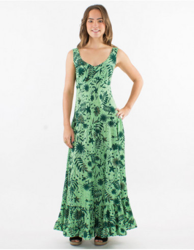 Long dress with plant pattern