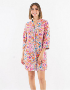 3/4 Sleeve Cashmere patterns Shirt Dress 2