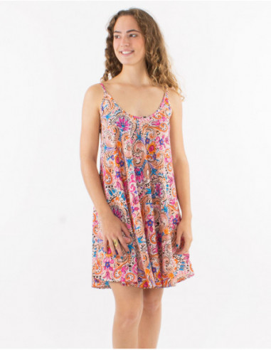 Robe d ete evasee motif cachemire