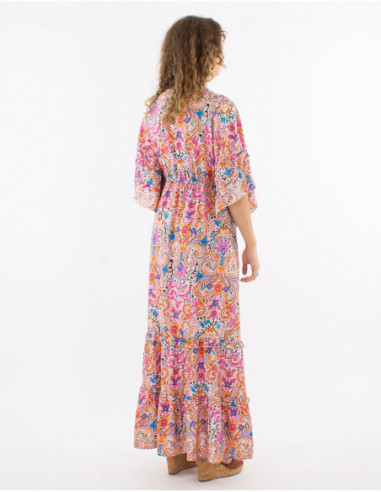 Robe bohème motif cachemire pastel