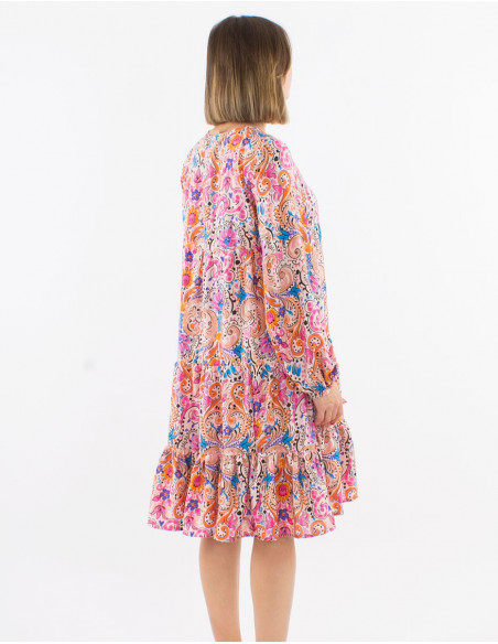 Robe manches longues hippie pastel